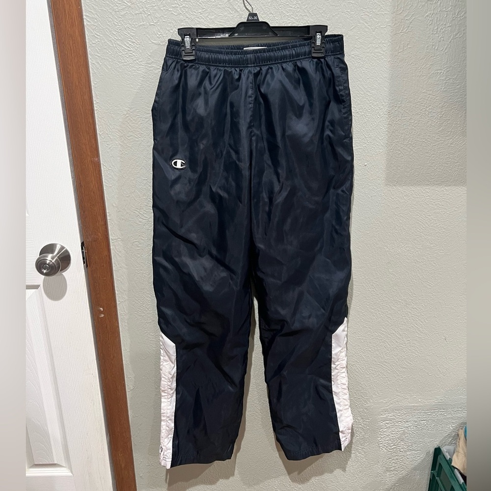 Champion Ladies Black Track Pants with White Logo Accent Size Small